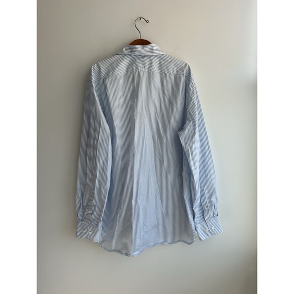 Quince Men Organic Cotton Stretch Poplin Dress Shirt Light Blue White Stripe XL - Picture 6 of 9